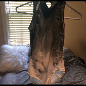 Black and white ombré Leo and high to low skirt